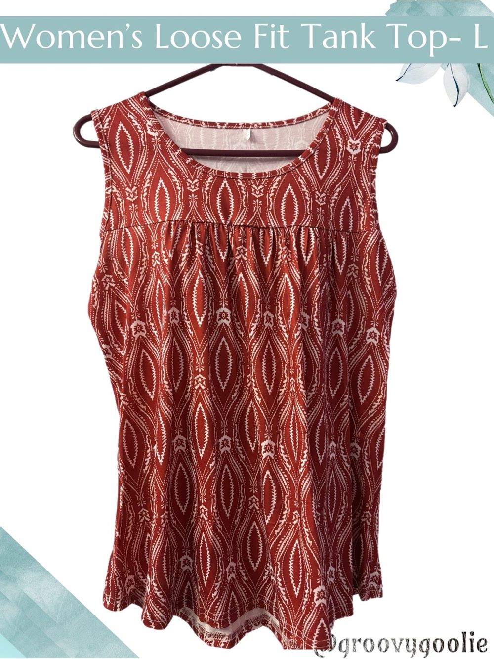 NWOT Red Printed Women's Loose Fitting Tank Top Size L